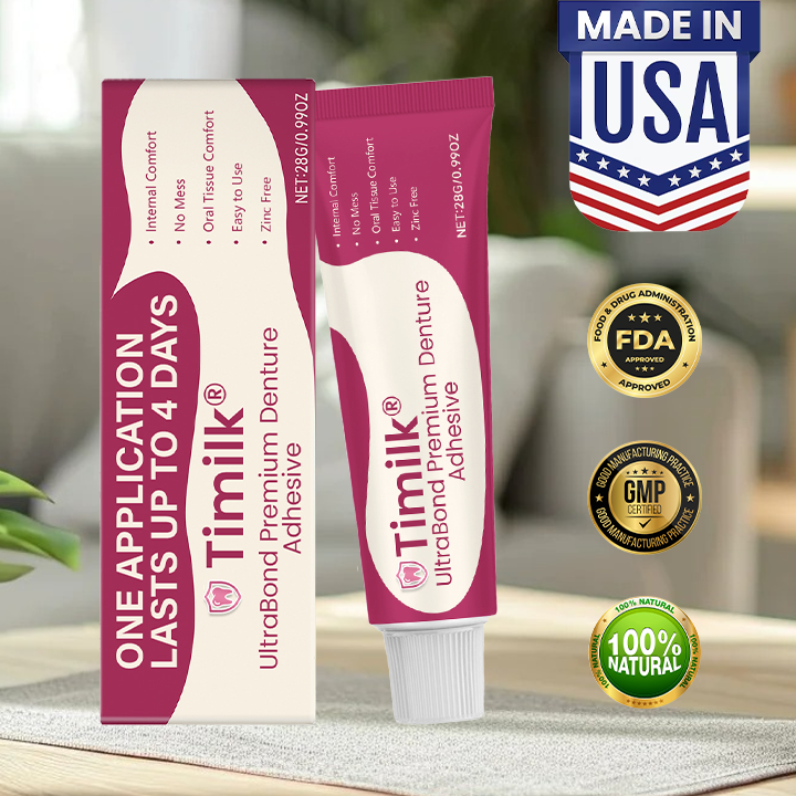 Timilk® UltraBond Premium Denture Adhesive 🔥 FDA Certified (Clinically Proven 4-Day Hold for Secure, Comfortable & Zinc-Free Denture Fit 🦷) ✨
