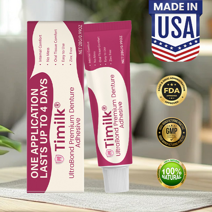 Timilk® UltraBond Premium Denture Adhesive 🔥 FDA Certified (Clinically Proven 4-Day Hold for Secure, Comfortable & Zinc-Free Denture Fit 🦷) ✨