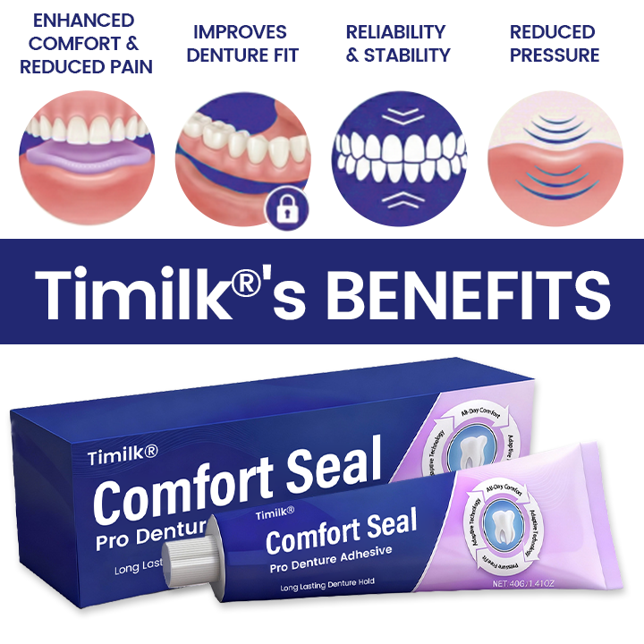 🔥 LIMITED SPECIAL OFFER 🔥 Timilk® Comfort Seal Pro Denture Adhesive🦷💜FDA Certified (Clinically Proven 96-   Hour Lock Hold for   Secure, Comfortable &   Zinc-Free Denture Fit) ✨