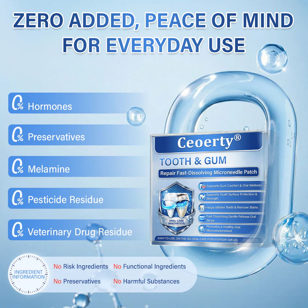Your Smile🦷Ceoerty® Tooth & Gum Repair Fast-Dissolving Microneedle Patch✨ (𝟓-𝐢𝐧-𝟏 💎 𝐑𝐞𝐛𝐮𝐢𝐥𝐝 𝐄𝐧𝐚𝐦𝐞𝐥 & 𝐃𝐞𝐧𝐭𝐢𝐧 • 𝐒𝐭𝐫𝐞𝐧𝐠𝐭𝐡𝐞𝐧 𝐆𝐮𝐦𝐬 • 𝐄𝐫𝐚𝐝𝐢𝐜𝐚𝐭𝐞 𝐓𝐚𝐫𝐭𝐚𝐫 & 𝐎𝐝𝐨𝐫 • 𝐖𝐡𝐢𝐭𝐞𝐧𝐢𝐧𝐠 • 𝐒𝐭𝐨𝐩 𝐓𝐨𝐨𝐭𝐡 𝐒𝐞𝐧𝐬𝐢𝐭𝐢𝐯𝐢𝐭𝐲)✨