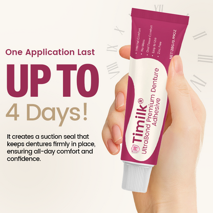 Timilk® UltraBond Premium Denture Adhesive 🔥 FDA Certified (Clinically Proven 4-Day Hold for Secure, Comfortable & Zinc-Free Denture Fit 🦷) ✨