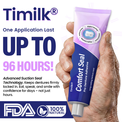 🔥 LIMITED SPECIAL OFFER 🔥 Timilk® Comfort Seal Pro Denture Adhesive🦷💜FDA Certified (Clinically Proven 96-   Hour Lock Hold for   Secure, Comfortable &   Zinc-Free Denture Fit) ✨